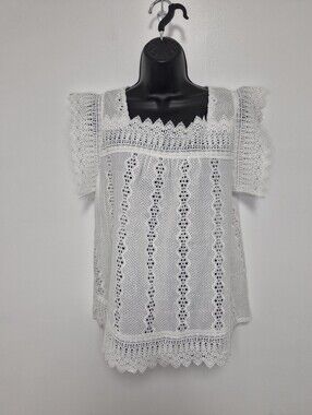 Kindred White Eyelet Applique Cotton Blend Top sz XL